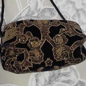 Beautiful Magid Blackk with Gold & Platinum Jeweled Evening Bag NWT